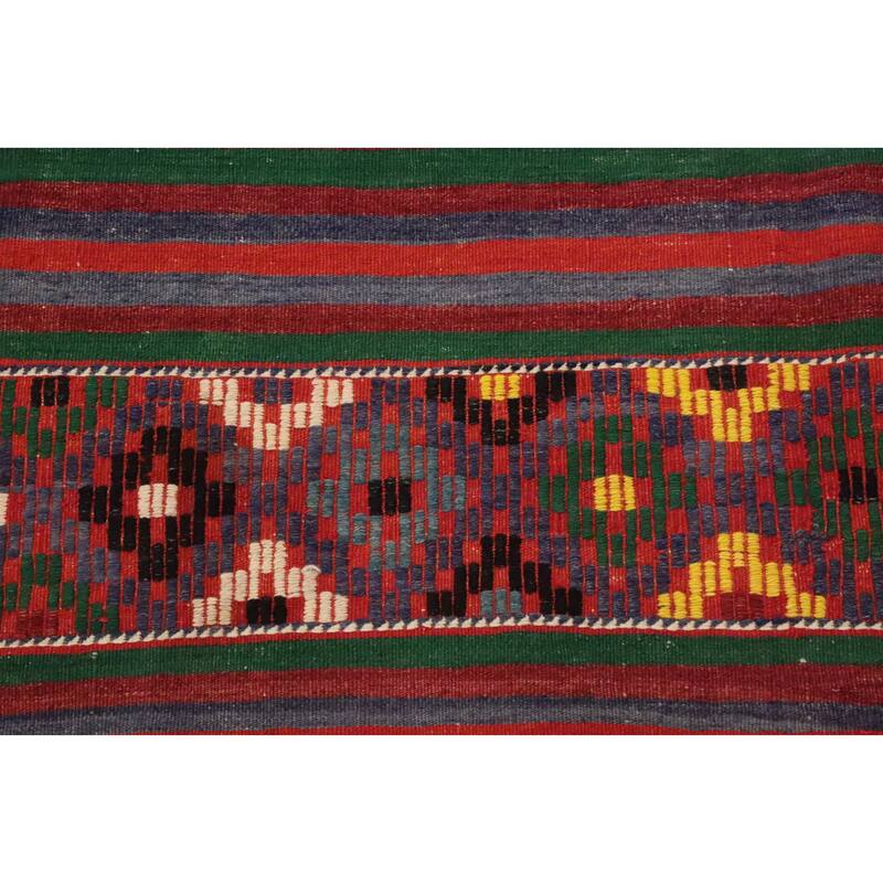 Hand Woven Oriental 100% Wool Carpet Southwestern Tribal Multi-Colored Kilim Area Rug - 8' 10'' X 5' 10''