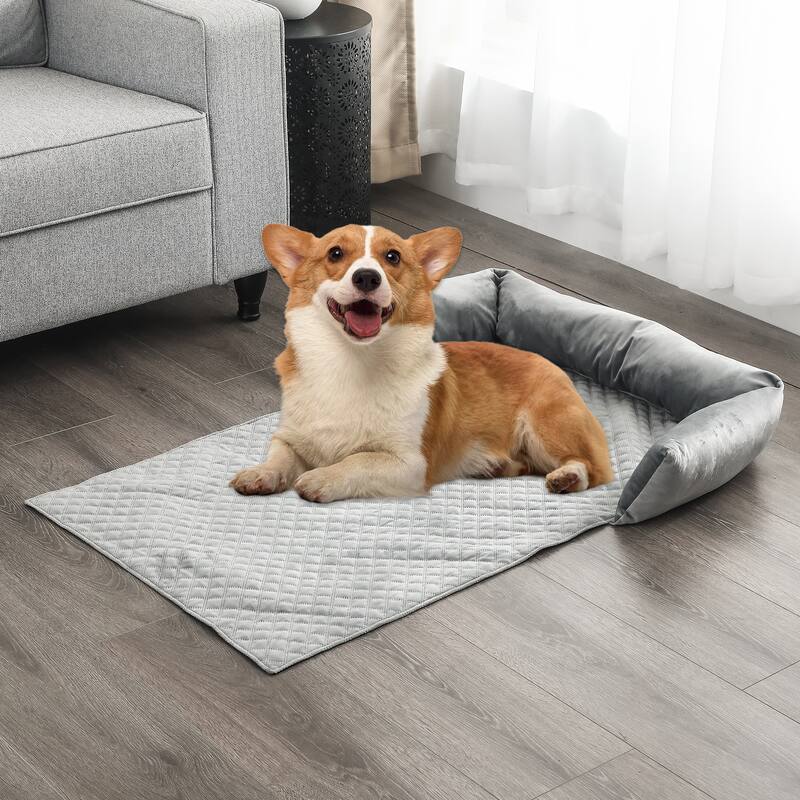 Adeco Velvet Pet Dog Cat Bed for Sofa Couch Bed or Car Blanket Mat