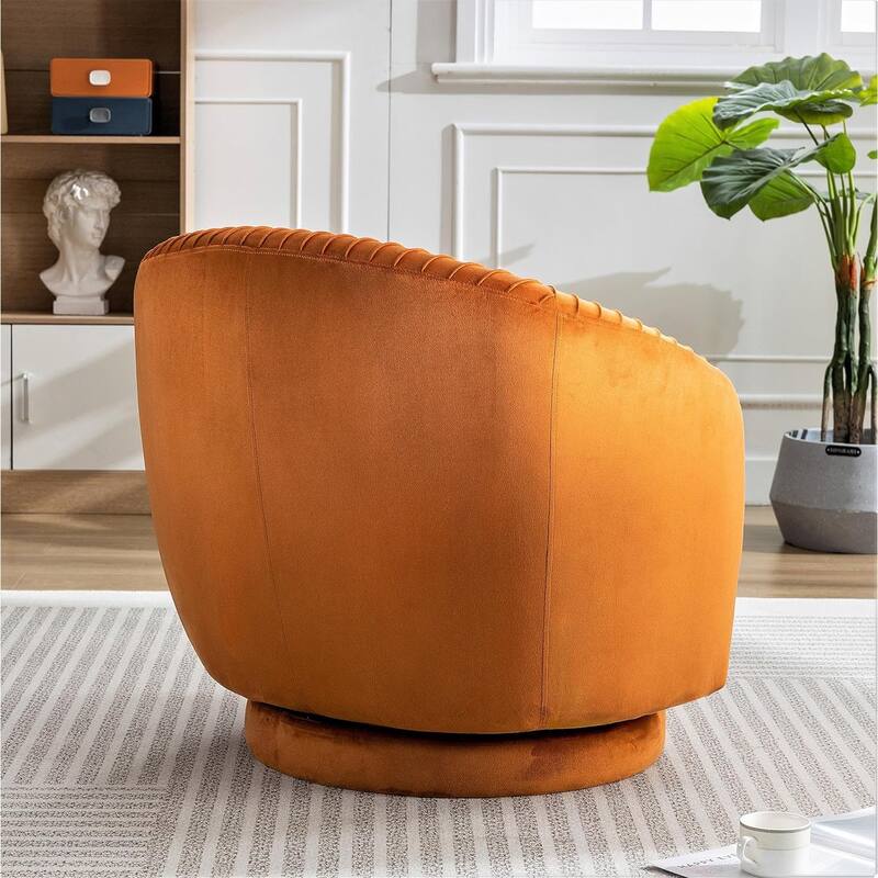 US Pride Furniture Contemporary Velvet Swivel Barrel Chair with 360° Spin Capability Round Accent One-Seater Sofa