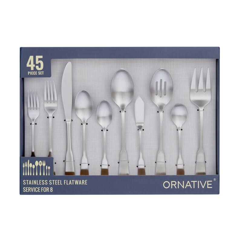Ornative Yesenia 18/0 Stainless Steel Satin/Mirror Flatware Set