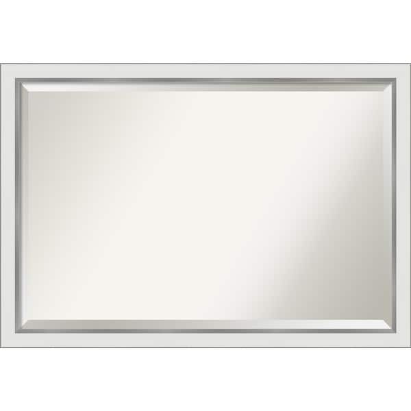Eva White Silver Narrow Bathroom Vanity Wall Mirror. Opens flyout.