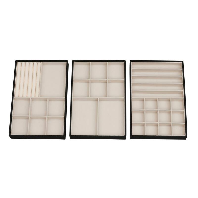 Household Essentials Sturdy Chipboard 3-Tier Jewelry Tray with Polyester Linen Wrap