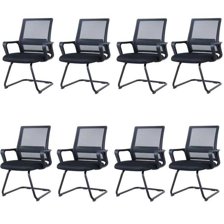 Waiting room chair set of 6 | Reception chair | Office chair | Office visitor chair | Comfortable office seating set -  Reception chair | Office chair | Office visitor chair | Comfortable office seating set|Black/Set-8/Mesh