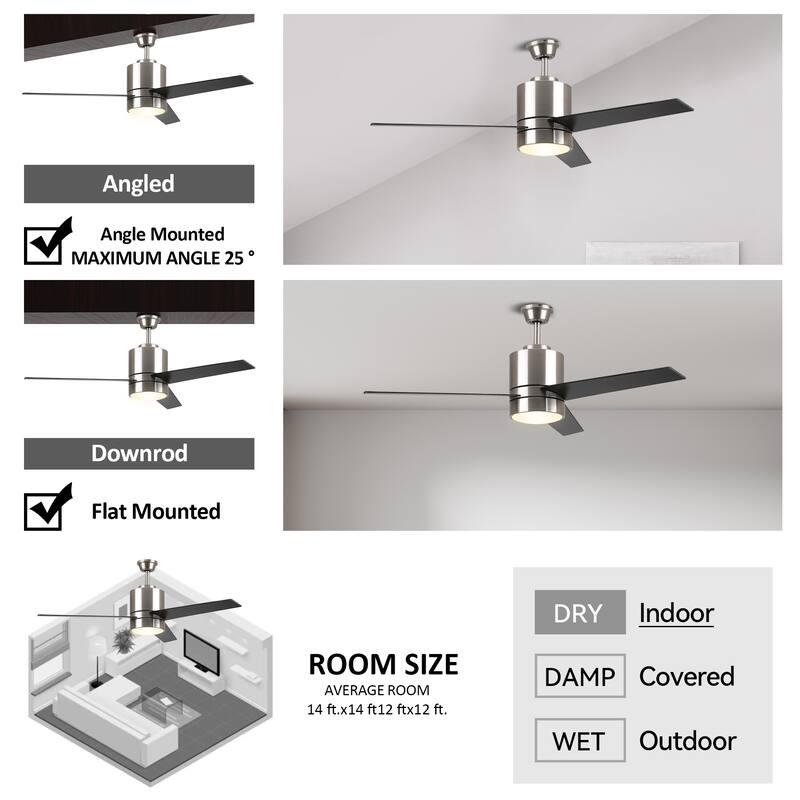 Aurora 52-inch Indoor Smart Ceiling Fan with Light Kit and Wall Control, Works with Alexa/Google Home/Siri