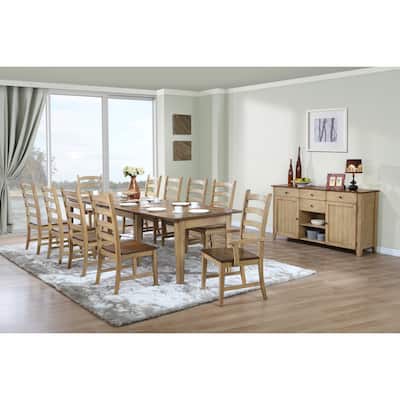Extendable Dining Set 12 Piece Rectangular Table & Chairs - Large Dining Room Furniture