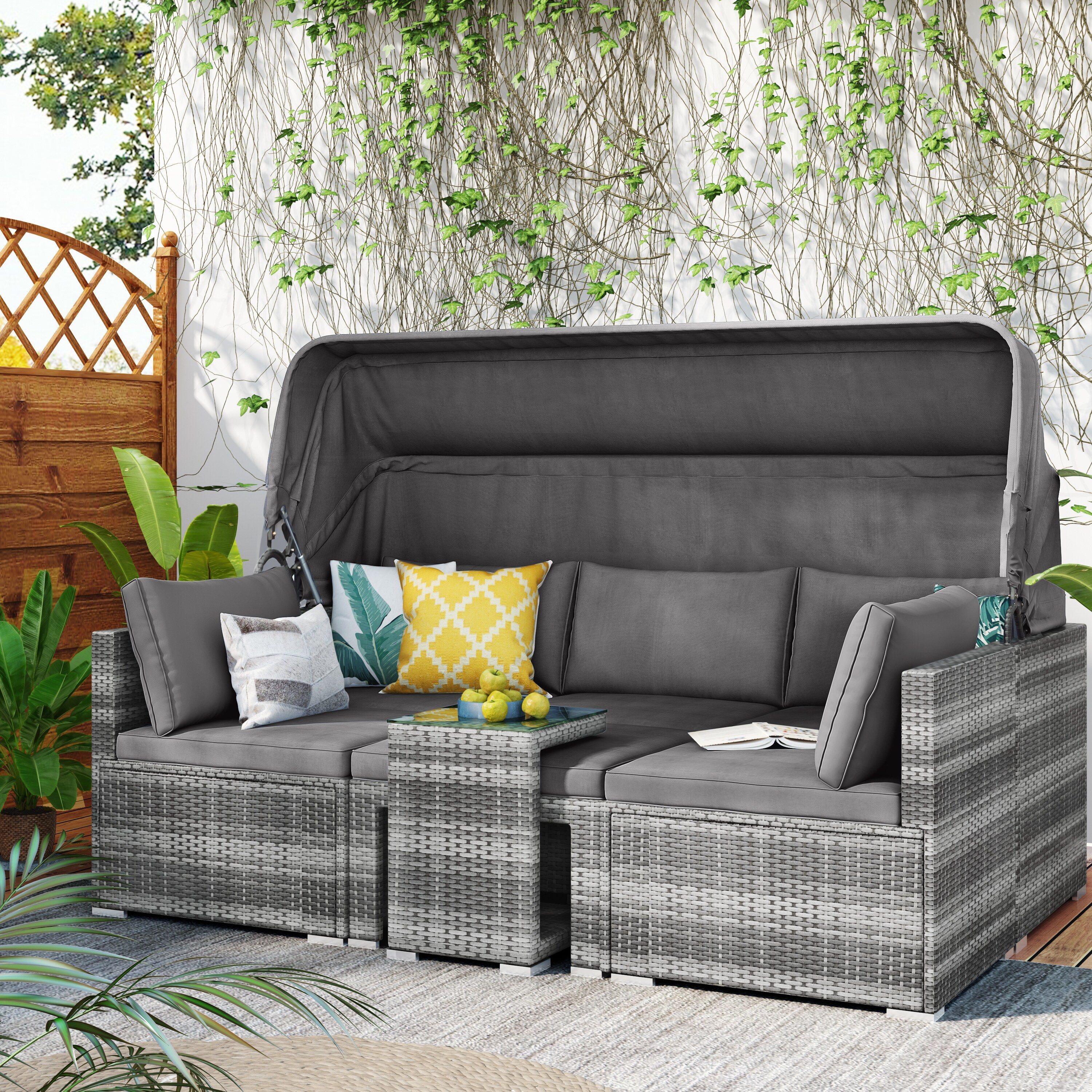 Patio rattan 2025 sofa set