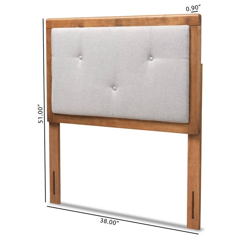 Abner Modern and Contemporary Fabric and Wood Headboard-Light Grey