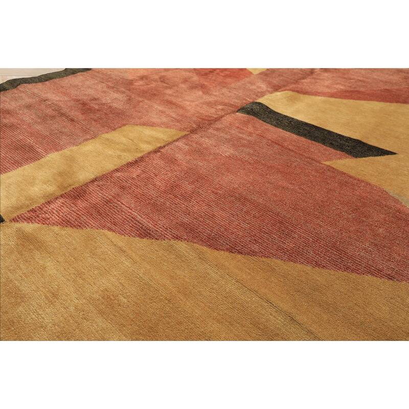 6x8'10'' Hand Knotted Wool Rust Tibetan Textured Color Modern & Contemporary Rug - 6' x 8' 10''