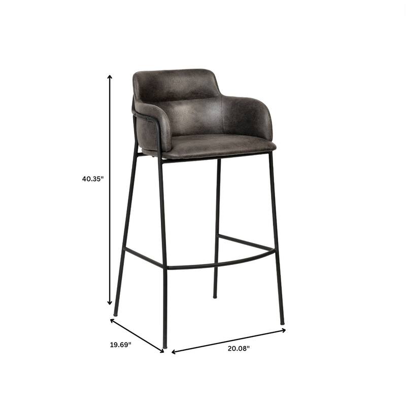 LeisureMod 40" Velvet Upholstered Bar Stool - Counter Height Bar Stool with Stainless-Steel Frame and Footrest for Home Bar
