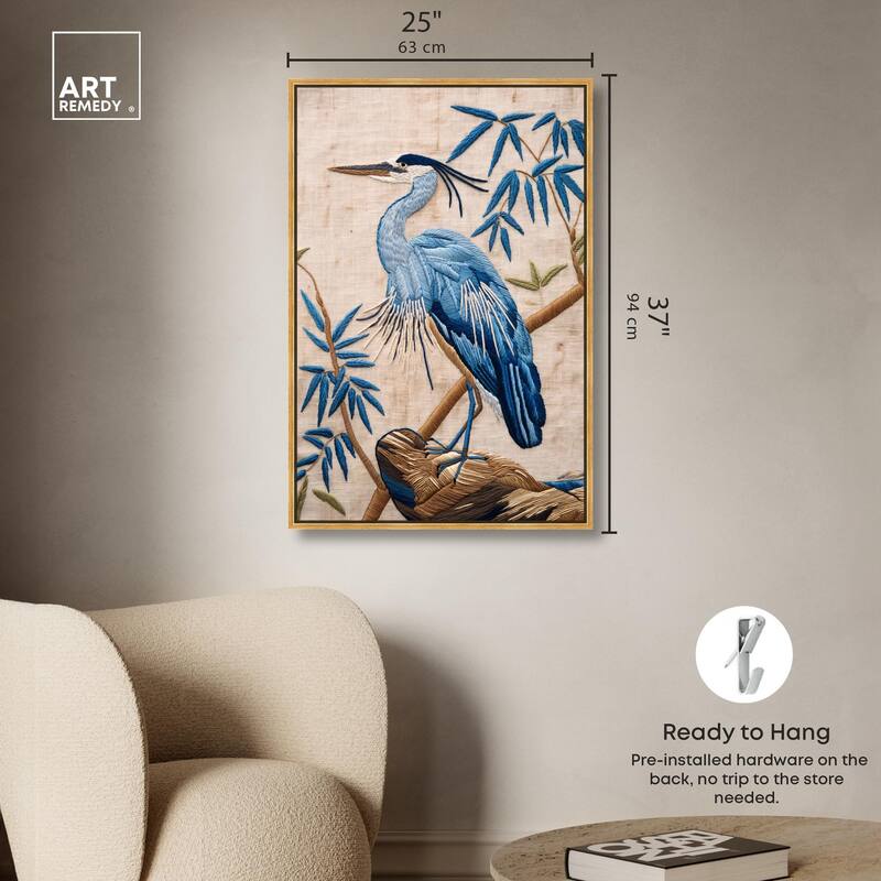Needlework Heron Canvas by Art Remedy