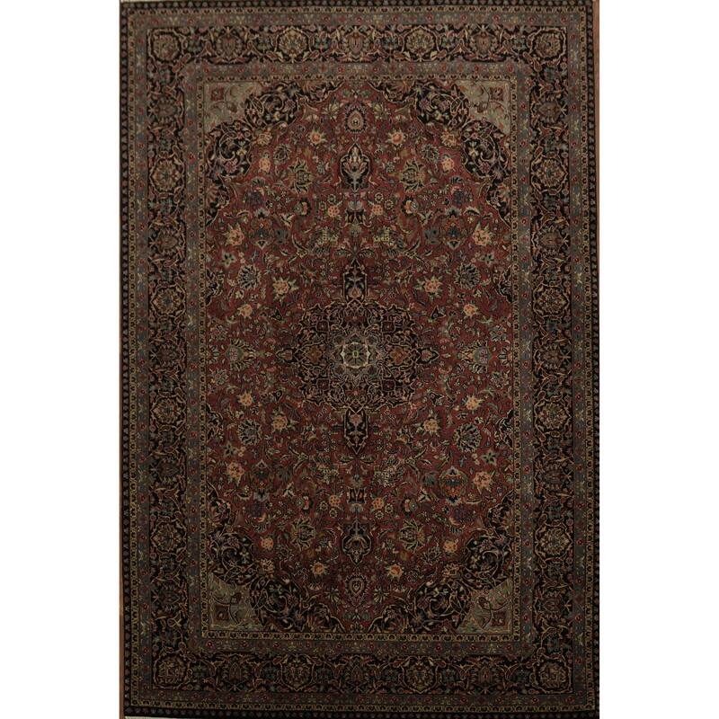 Hand Knotted Oriental 100% Wool Carpet Traditional Floral Red Kashan Area Rug - 9' 0'' X 6' 0''