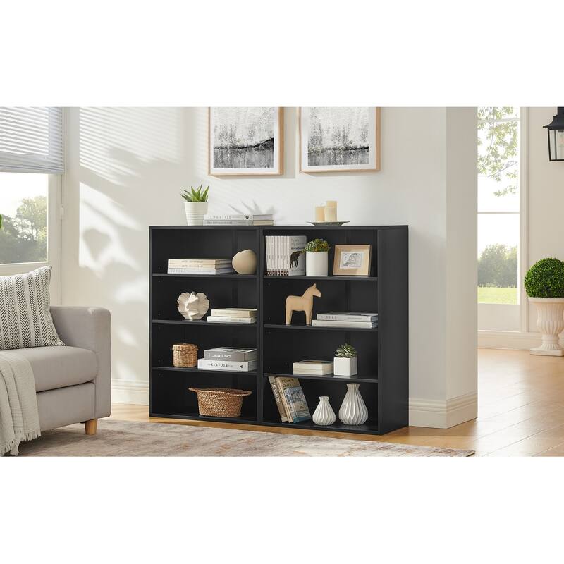 8-Tier CD/DVD Storage Bookcase - Adjustable Shelves, Convertible into Two 4-Layer Shelves for Home or Office