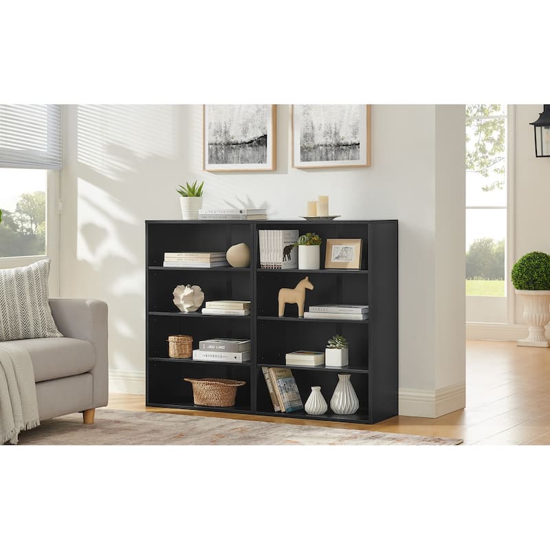 Modular 8-Tier Storage Cabinet –Convertible Bookcase with Adjustable Shelves, Dual-Layer Design Separates into Two 4-Layer Units