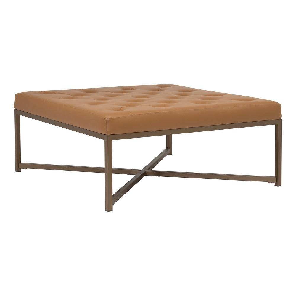 Project 62 trubeck tufted faux leather metal base cocktail ottoman brown discount