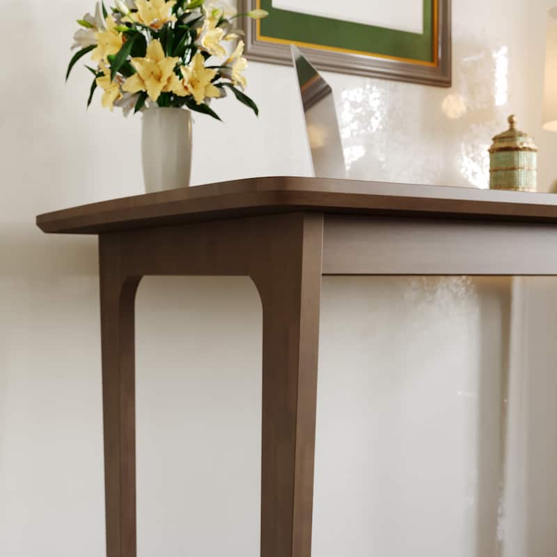 Farmhouse Console Table, Solid Wood Sofa Table, Square Entryway Table Brown