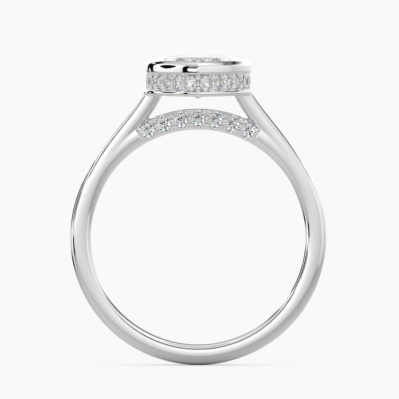 Auriya 14k Gold Lab Grown Marquise Diamond Bezel Unique Hidden Halo Engagement Ring 1.00 to 5.00 ct. tw. (F-G, VS)