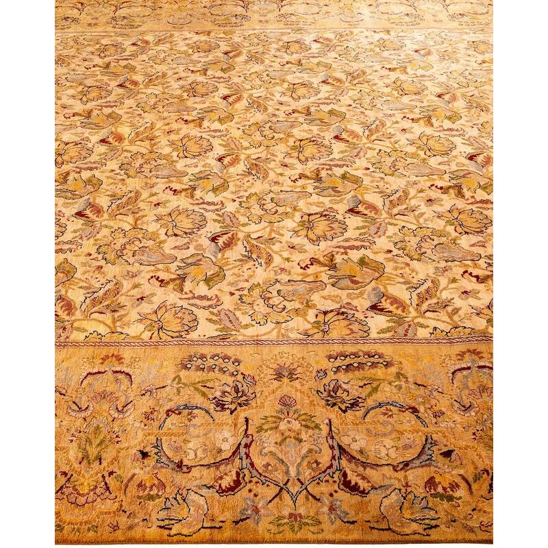 Overton Hand Knotted Wool Vintage Inspired Modern Contemporary Overdyed Yellow Area Rug - 8' 1" x 10' 1"