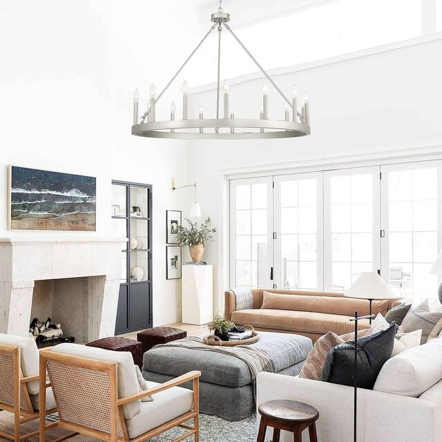 Acroma 15 Light 40 In Modern Farmhouse Wagon Wheel Chandelier-UL