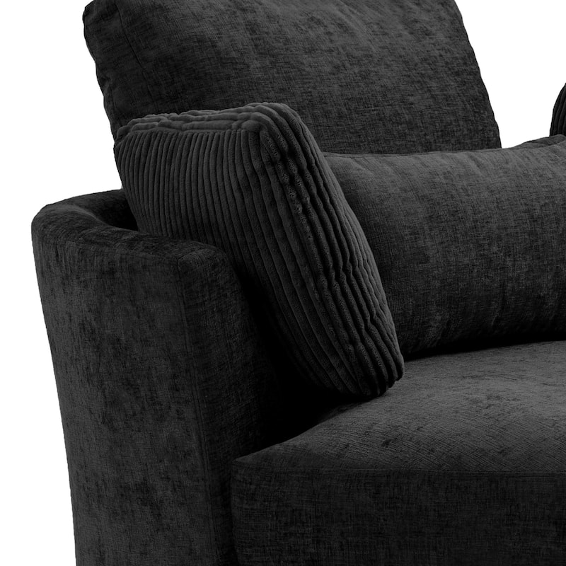 Upholstered Accent Swivel Barrel Armchair Club Chair with Pillows