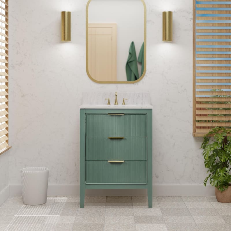 Evelyn 24-inch Vanity with Engineered Marble Top - Sage Green