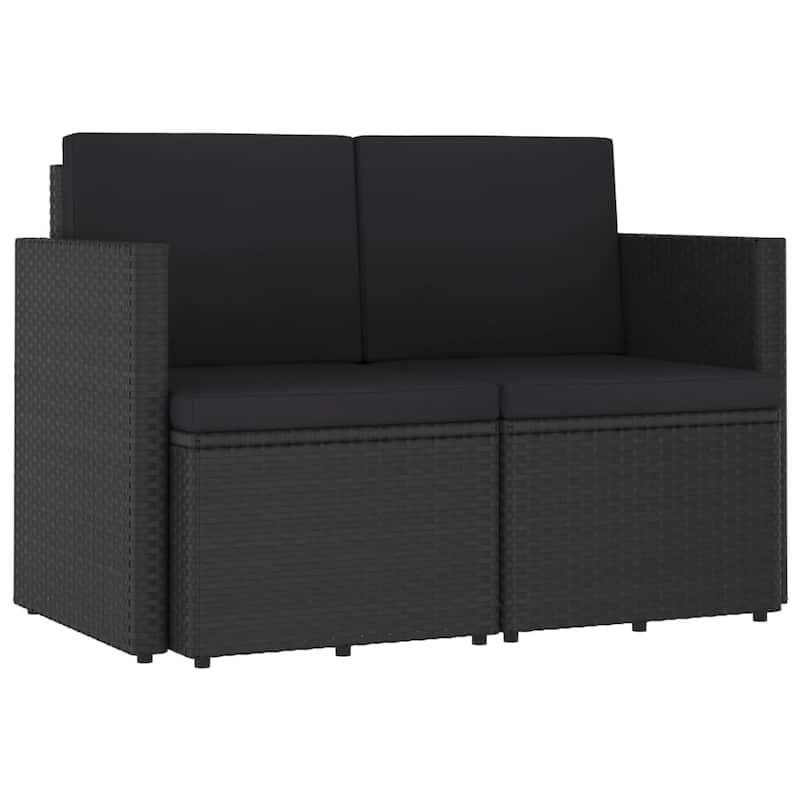 vidaXL 2 Seater Sofa Couch with Cushions Patio Wicker Love Seat PE Rattan