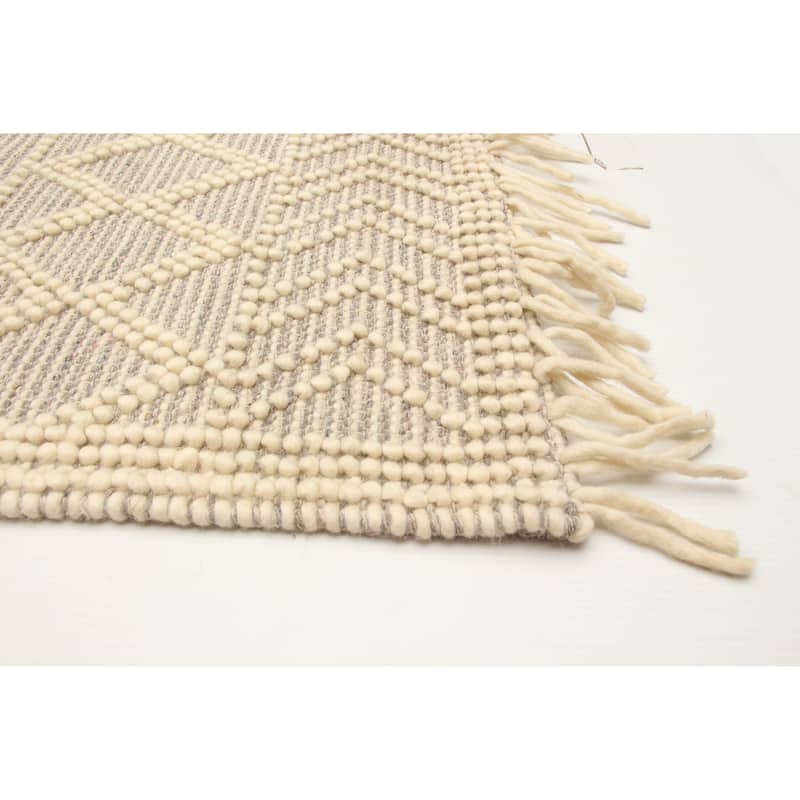 ECARPETGALLERY Braid weave Sienna Cream Wool Rug - 5'0 x 8'0