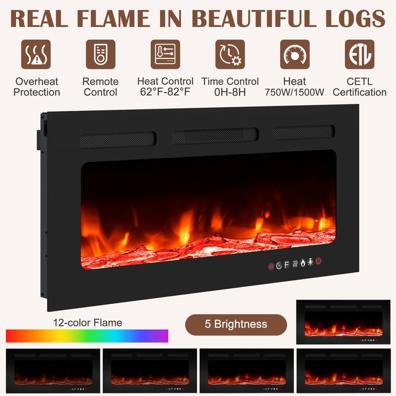 AVAWING 70" Fireplace TV Stand for TVs up to 80", Modern Media Console with 36" Electric Fireplace and Storage