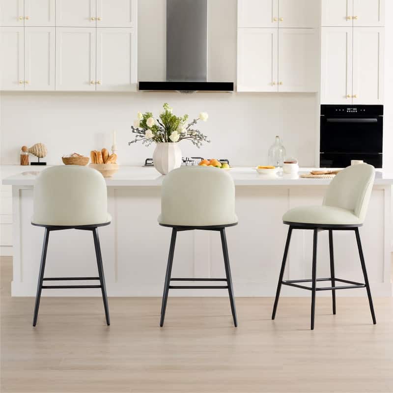 Spruce & Spring Beverly Swivel Counter Bar Stool Set 26 in Barstools with Metal Frame