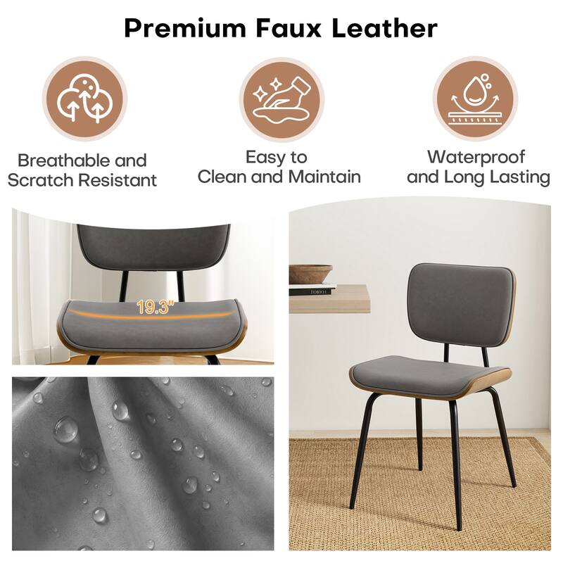 Faux Leather Upholstered Dining Chairs Set of 2/4 - 33.5"H x 19.3"W x 23"D