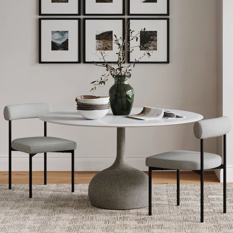 Nathan James Dahlia Counter Height Barstool or Dining Chair with Back and Upholstered Cushion - Set of 2 - Light Grey - Short