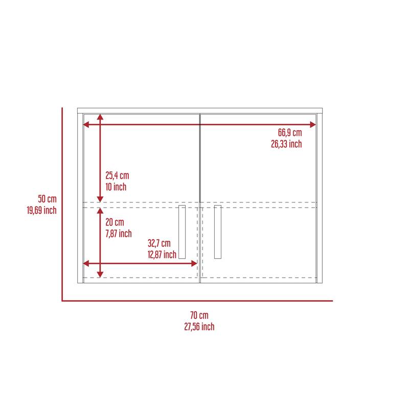 Wall Storage Cabinet With 3 Shelves And Double Door