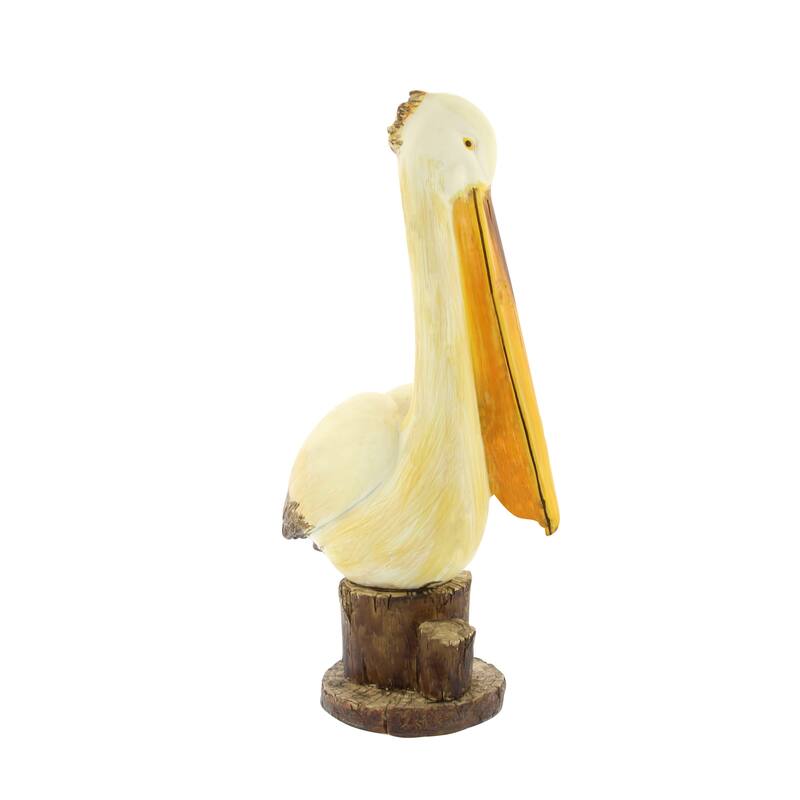 Cream Polystone Pelican Decorative Sculpture