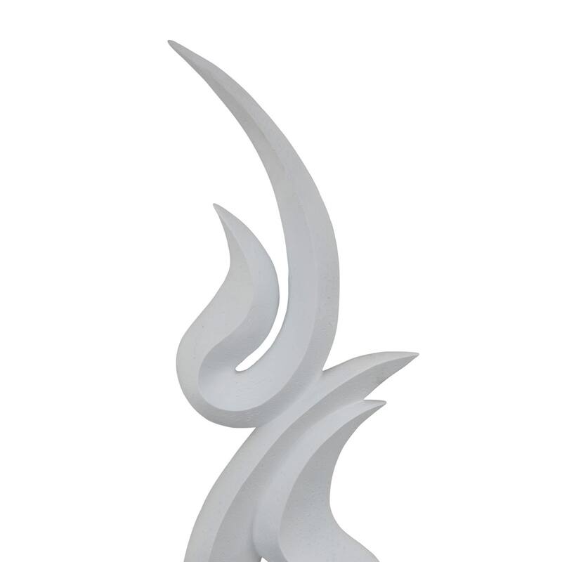 Accent Decor, 36 Inch Tabletop Flame Sculpture, Modern White Resin