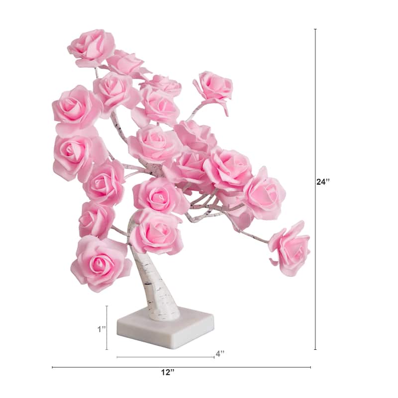 2-ft Pre-Lit Valentine's Day Twig Tree with 24 Rose Shaped LED Lights