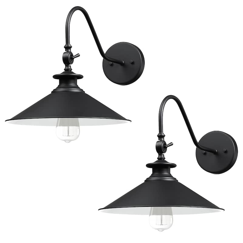 2 Pack 1-Light Outdoor Black Finish Barn Light
