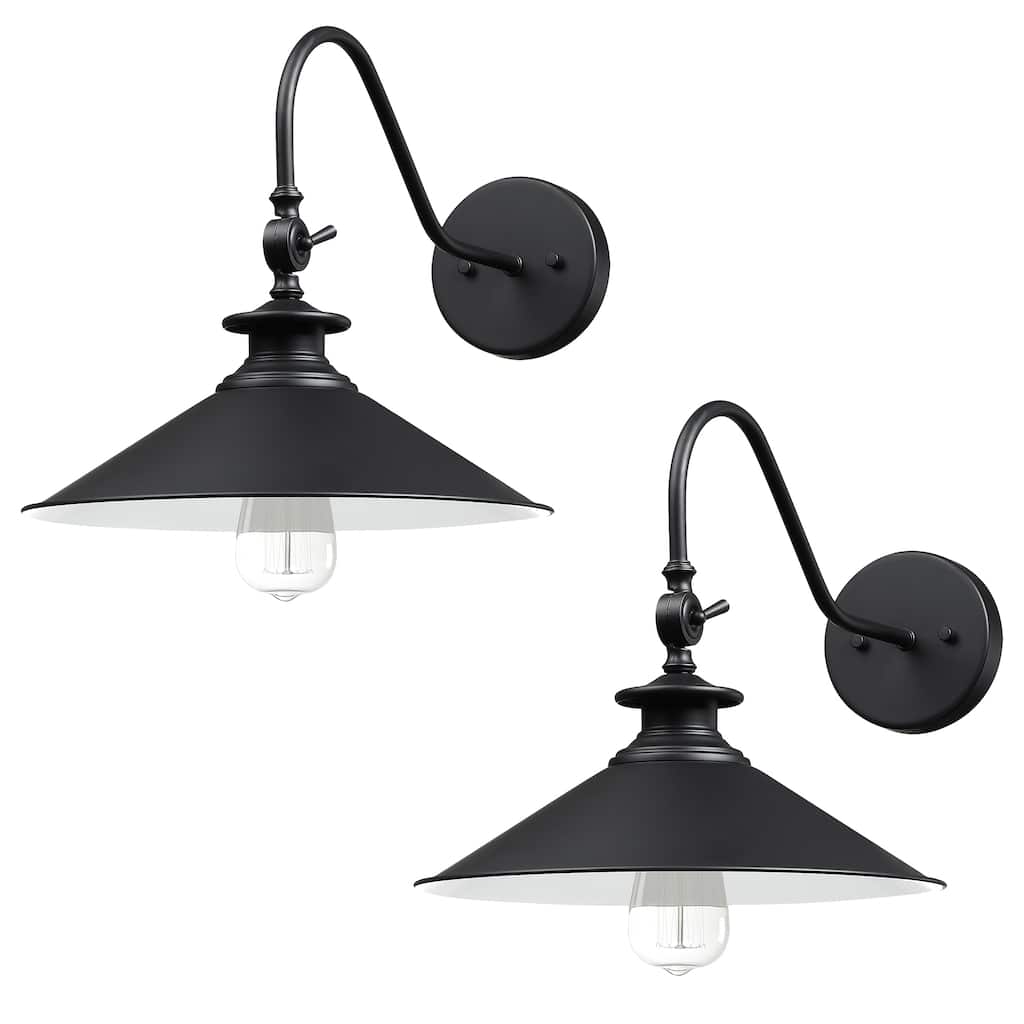 2PK Black Barn Lights Outdoor Gooseneck Sconces Wall Lighting