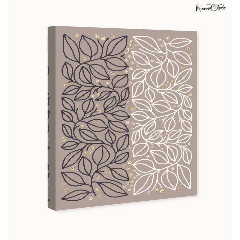 Wynwood Studio Canvas Floral and Botanical Two Sides with Leaves Gray Glam Wall Art Canvas Print