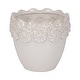 preview thumbnail 1 of 32, Plant Pot - Ivory Ceramic Round Iridescent Floral Crown, 6"