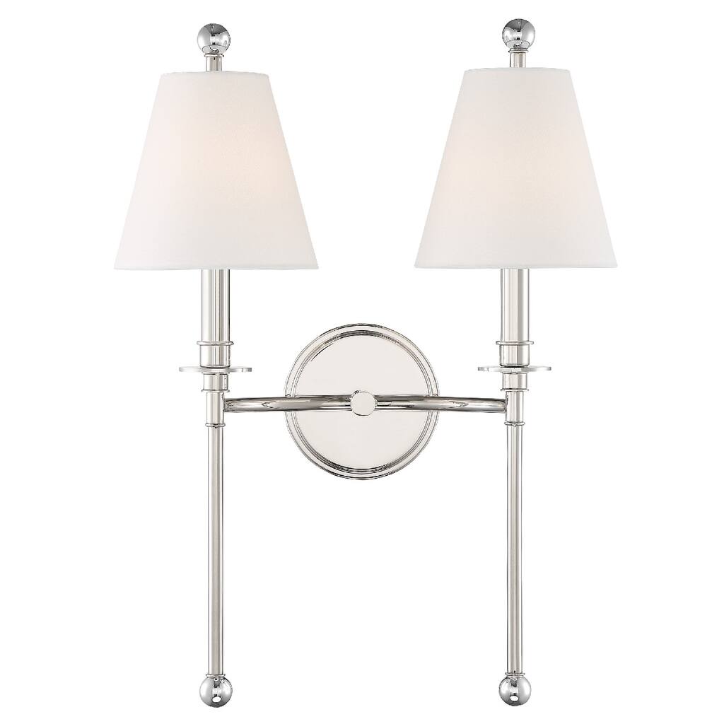 Riverdale 2 Light Polished Nickel Wall Mount - 15'' W x 14.5'' H x 7'' D