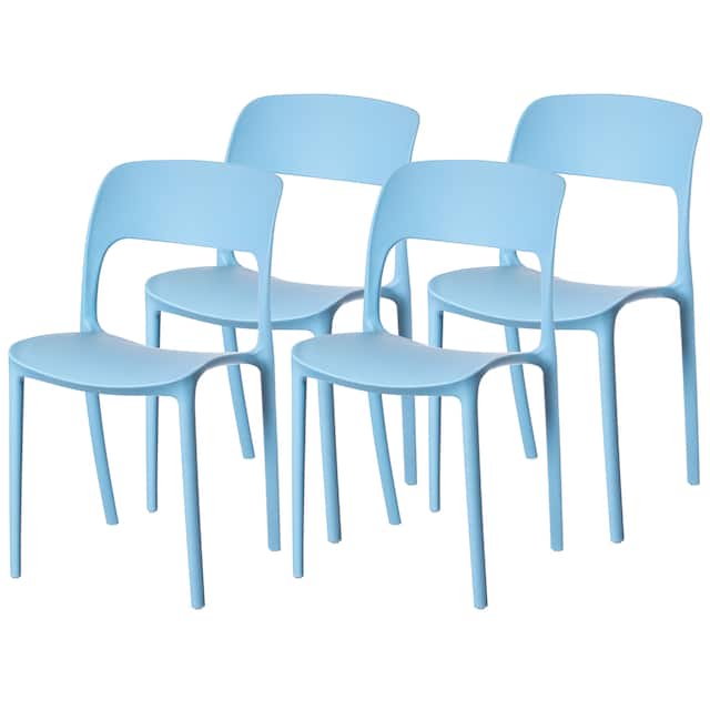 Modern Molded Plastic Outdoor Dining Chair with Open Curved Back