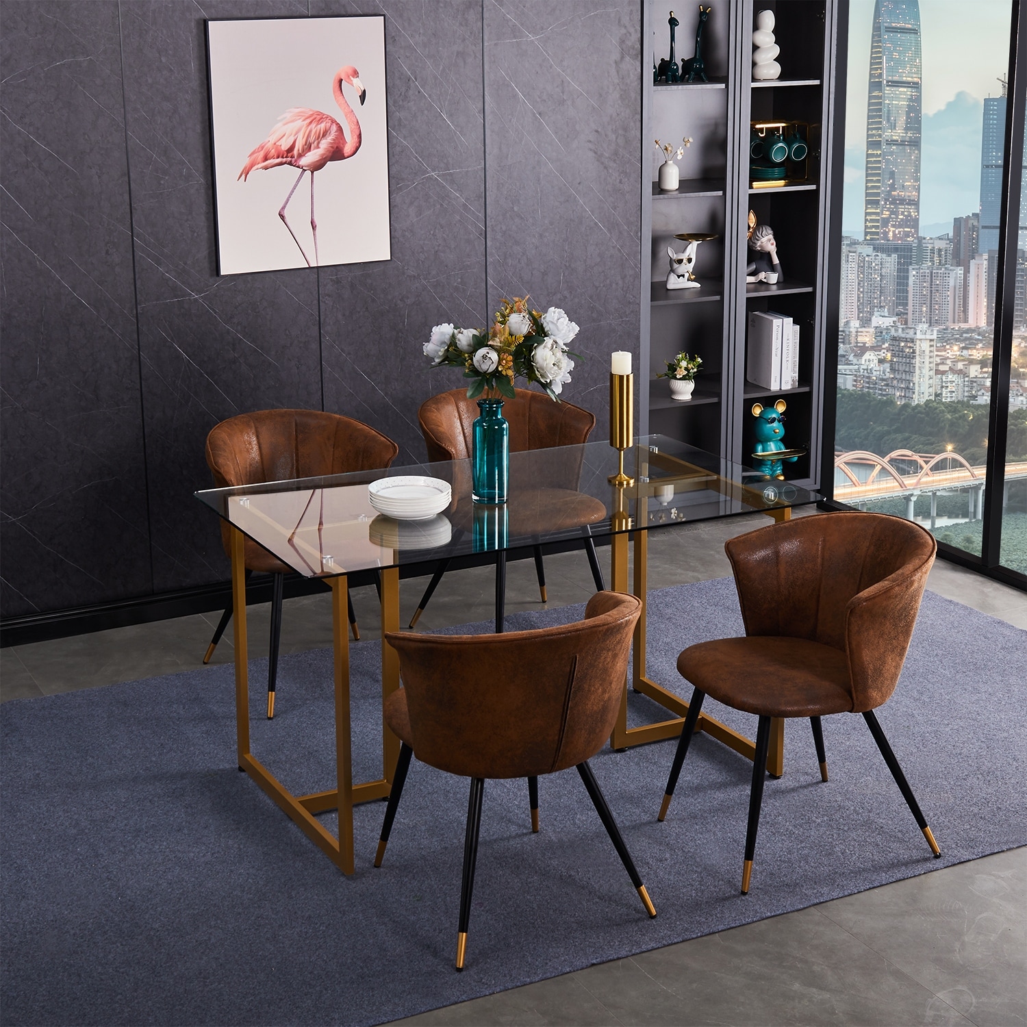 Casa Mid-Century Modern Upholstered Dining Chairs Set