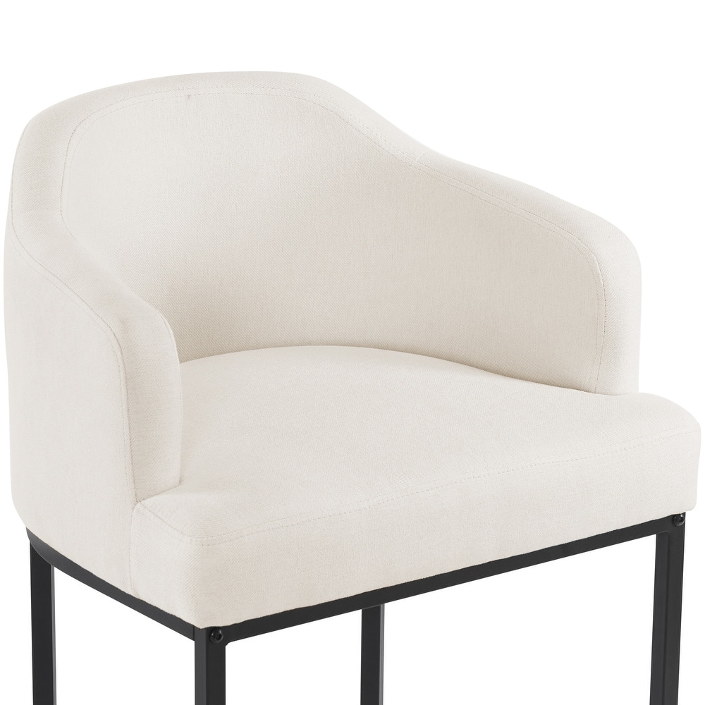 26 in. Counter Height Fabric Upholstered Low Back Bar Stool Modern Kitchen Island Stool with Black Metal Frame