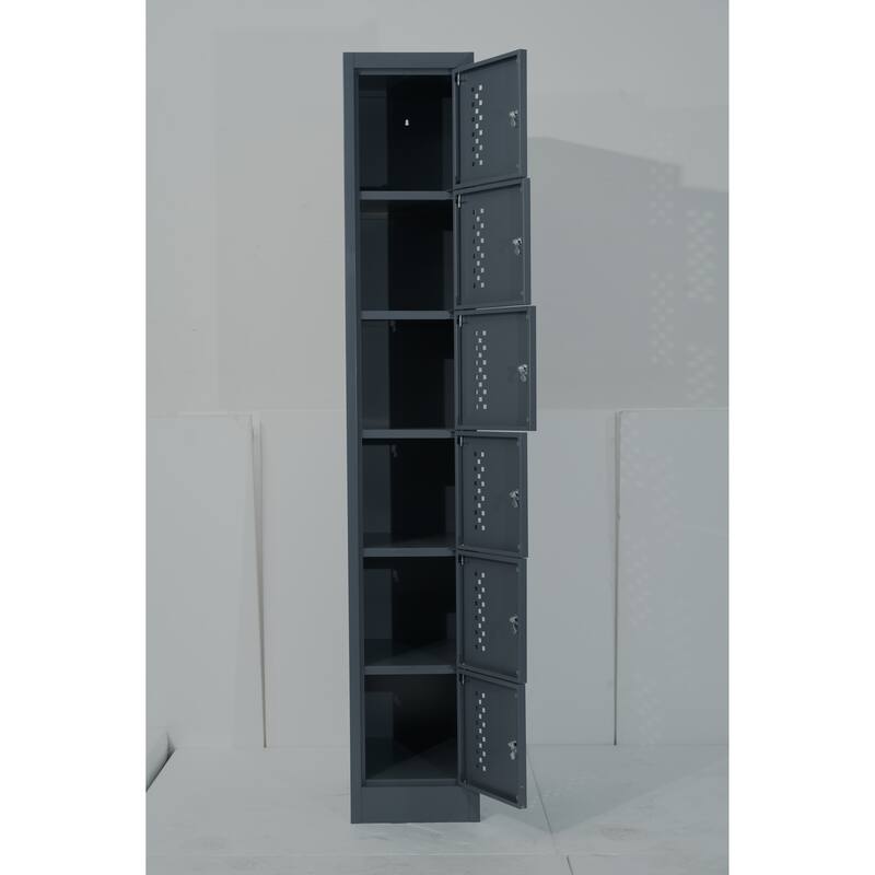 Metal garage storage cabinet, six separate storage compartments - 70.98-inch steel lock cabinet