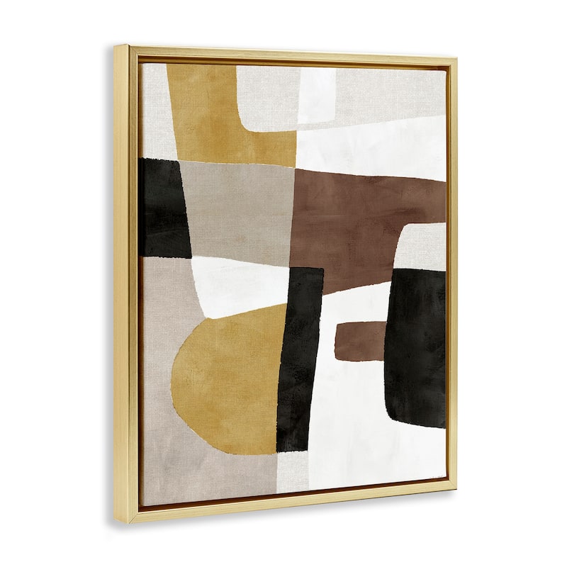 Stupell Abstract Shapes in Earth Tones Framed Floater Canvas Wall Art Design By Amber Sterling
