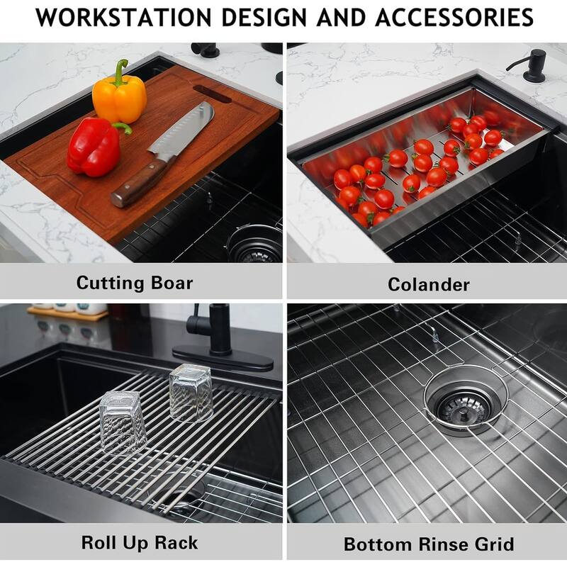 36 Inch Apron Front Workstation Farmhouse Kitchen Sink Single Bowl