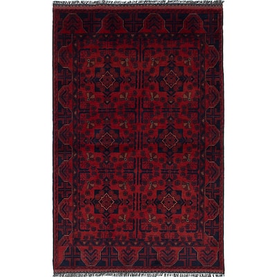 ECARPETGALLERY Hand-knotted Finest Khal Mohammadi Red Wool Rug - 3'11 x 6'2