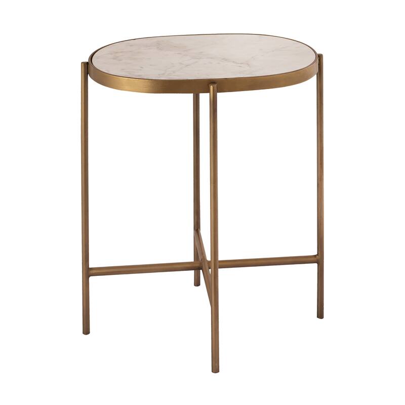 Elk Home Harlowe White Stone 19 Inch Wide Accent Table