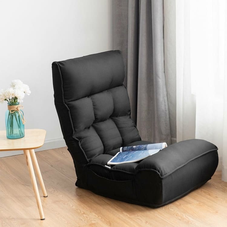 4-Position Adjustable Floor Chair Folding Lazy Sofa - 24" x 26" x 31" (L x W x H)