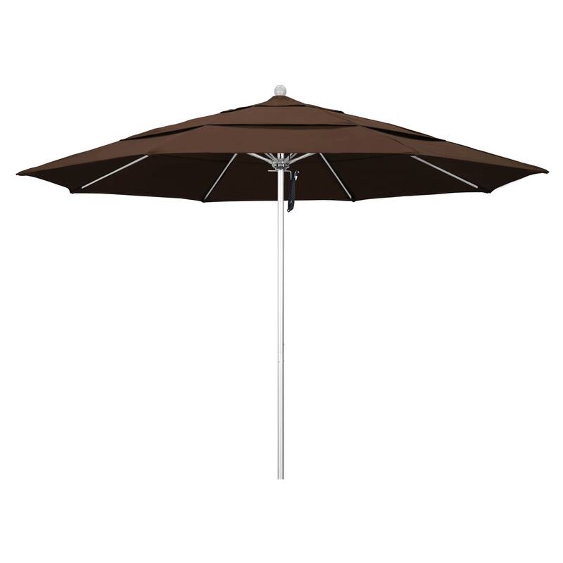 California Umbrella Anodized Silver Finish Aluminum 11-foot Round Outdoor Umbrella - Mocha