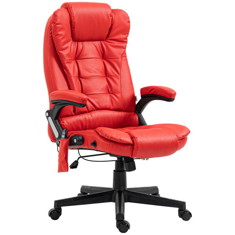 Massage Desk Chair Red Gaming Chair with Wheels, Stylish Computer Chair Office Chair with Heat and High Back